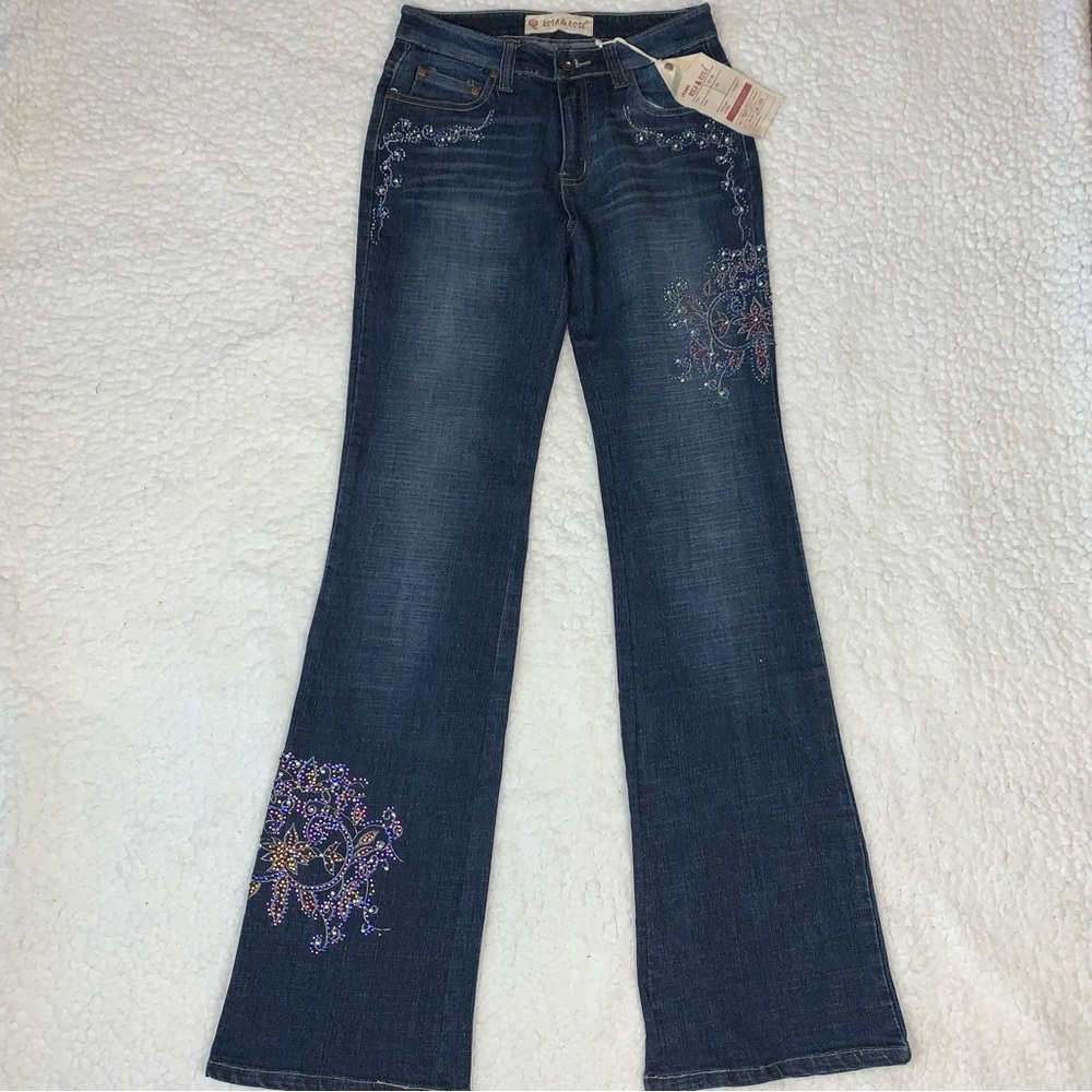 Rosa & Rose Boot Cut Jeans Women’s Size M Embellished Stretch Flared NEW